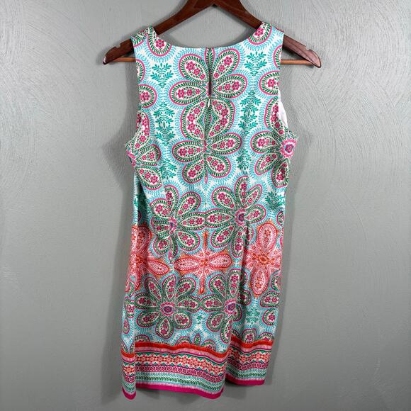 London Style Women's Size 8 Multicolor Festive Floral Paisley Sleeveless Dress - Picture 3 of 11